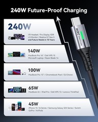 240W Fast Charging USB-C Charger for iPhone 17, Samsung S26 [6.6ft]