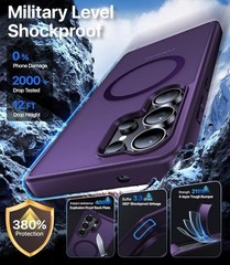 Magnetic Shockproof Rugged Case for Samsung Galaxy S25 Ultra, 12FT Military-Grad