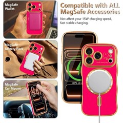 iPhone 17 Pro Max Case for Women Girls Cute Curly Wave Shape, Hot Pink Shockproo