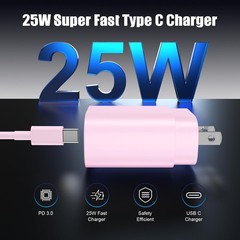 4 Pack 25W USB-C Fast Charger Block for Samsung Galaxy S25/S24, 6ft & 10ft Cable