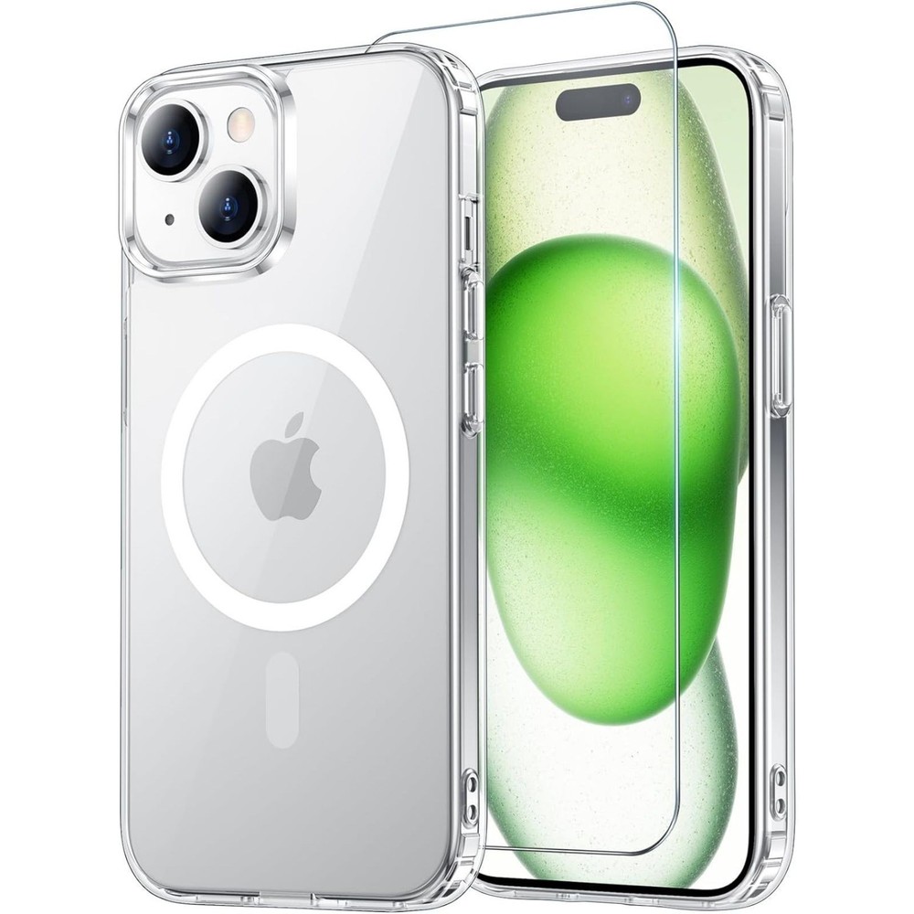 for iPhone 15, 14 & 13 Clear Case with Screen Protector, Anti-Yellowing, Shockpr