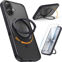 Stand Case for iPhone 17 Case with Screen Protector, 360° Rotatable Ring Kicksta