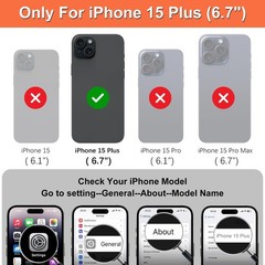 iPhone 15 Plus Wallet Phone Case with Card Holder for Women Men, RFID Blocking