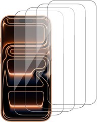 4PCS Glass Screen Protector for iPhone 17 Pro 6.3 Inch Scratch Resistant Easy In