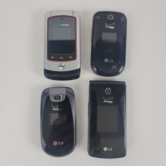 Lot of 4 Verizon Flip Phones Motorola Krave ZN4 LG Revere VX5600 Accolade VX5400
