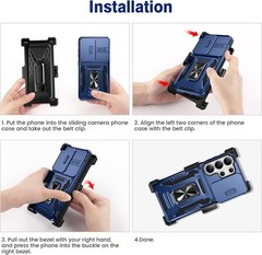 For Samsung Galaxy S26 Ultra Case with Slide Camera Protector & Belt Clip Cover