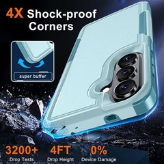 Case & Screen Protector for Samsung Galaxy S26 Military Grade Heavy Duty Mint Gr