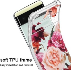 Bumper Case for Google Pixel 6a, 3-Pack Soft Clear TPU Flower Pattern Design