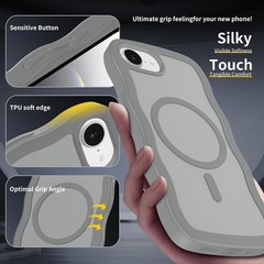 iPhone 17e case, iPhone 16e Case, Curly Wave Frame Edge Design Translucent Matte