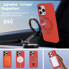 Case for iPhone 15 Pro Max with Magnetic Invisible Stand – Shockproof Silicone C