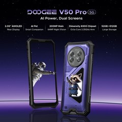 DOOGEE V50PRO 52GB+512GB 5G Rugged Smartphone 11000mAh Android 16 Cell Phone NFC