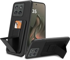 1. For Motorola Moto Edge 2025 Case Card Holder Folding Kickstand Wallet Black