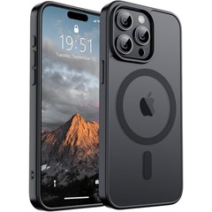 Magnetic iPhone 15 Pro Max Case, Military Grade Drop Protection, Matte Black