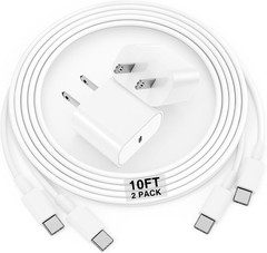 20W USB-C Fast Wall Charger for iPhone 17 Pro Max/16 Pro 10ft Cable