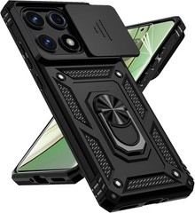 For Motorola Moto Edge 2025 Case w/ 1x Screen Protector,Slide Camera Cover,Black