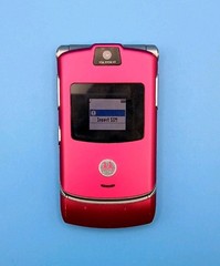 Motorola RAZR V3 Pink/Silver Flip Phone (T-Mobile) WORKS