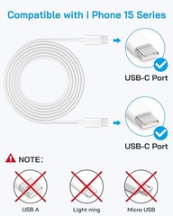 Duo 20W Fast Charging USB-C Block for iPhone 17/16/15 with 6Ft Cable Included