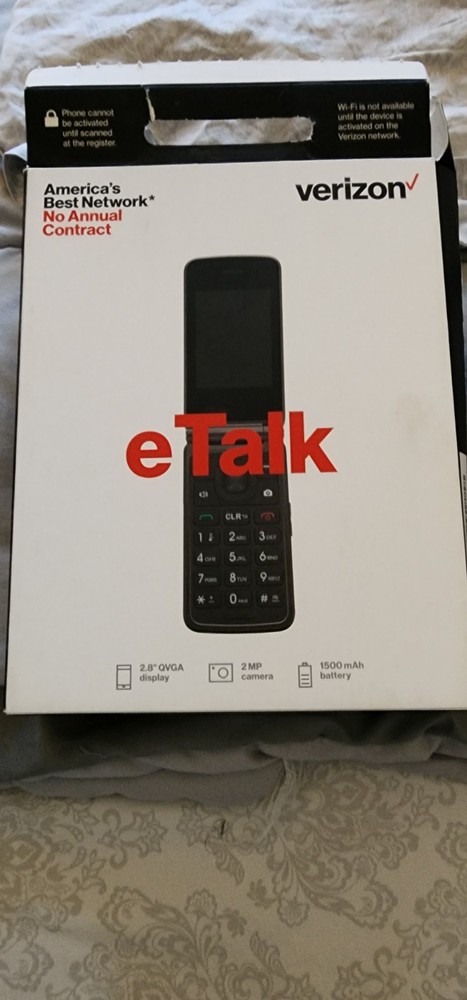 Verizon eTalk KAZ-F019 with $50 refill card. Flip phone, cell, cellular.
