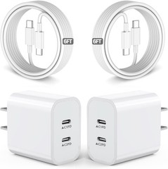 iPhone Charger Fast Charging, 2Pack Dual Port USB C Wall Chargers with 6FT Cable