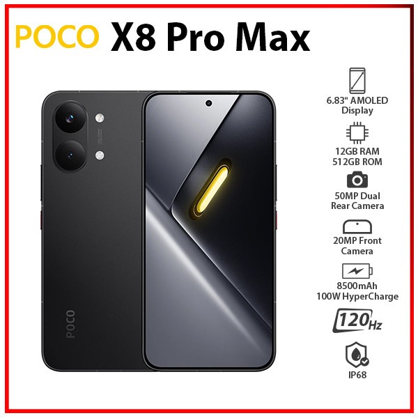 Xiaomi POCO X8 Pro Max 12GB+512GB BLACK Dual SIM Unlocked Android Cell Phone