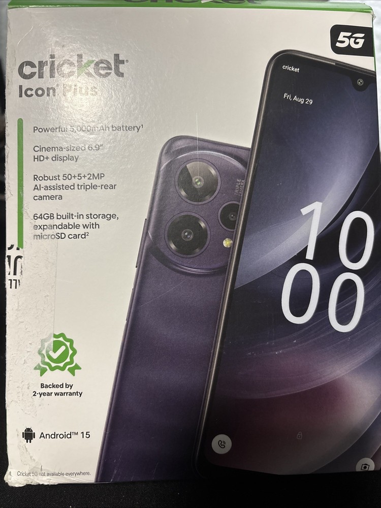 CRICKET ICON PLUS 2026 – 64GB, 5000mAh, 50MP Camera, Prepaid Twilight Purple NEW