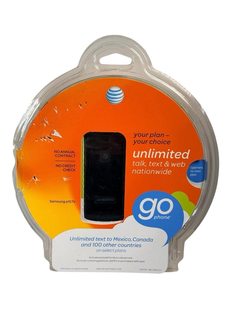 AT&T Go Phone Prepaid Samsung A157V Flip Cell Phone New Factory Sealed Free Ship