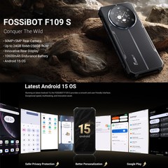 Unlock 4G LTE Rugged Phone Rear Screen Android 15 Outdoor Mobile FOSSiBOT F109S
