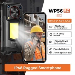 OUKITEL WP56 5G Rugged Smartphone 16000mAh Battery 36B+512GB 6.8″ FHD+ IP68 NFC