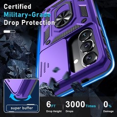 Heavy Duty Purple Case for Samsung Galaxy S26+ Plus with Slide Camera Cover & Pr