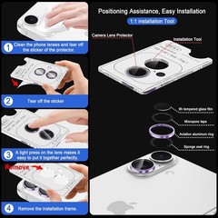 9H Hardness Camera Lens Protector for iPhone 16/16 Plus, Deep Purple