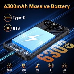 OUKITEL G3 Rugged Smartphone 16GB+128GB/1TB 6” HD 6300mAh Battery IP68/IP69K OTG