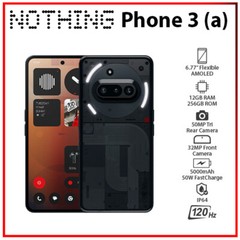 Nothing Phone 3(a) 5G BLACK 12GB+256GB Dual SIM Unlocked Android Cell Phone