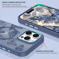 Translucent Matte Slim Protective Case for iPhone 16 Pro Max, Cute Butterfly Des