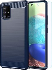 For Galaxy A71 5G case with tempered glass flexible rubber TPU protective case