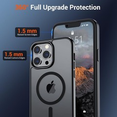 Magnetic for iPhone 13 Pro Case Translucent Matte Shockproof Phone Case, Black