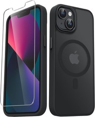 iPhone 14 Case, iPhone 13 Case, Matte Magnetic Slim Phone Cover, Black