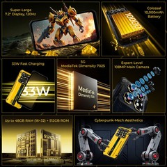 7.2″ 5G OUKITEL WP60 Rugged Phone Android 15 Waterproof Mobile 48+512GB Dual SIM