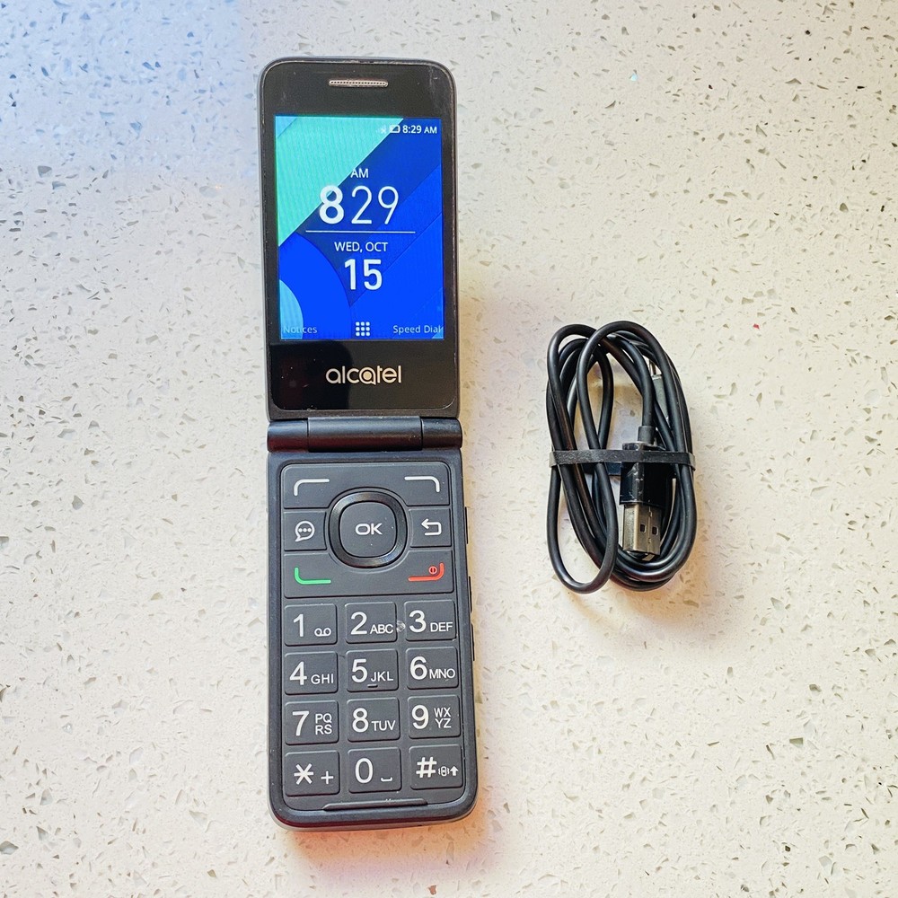 Alcatel QuickFlip 4044C 4G LTE Flip Phone Cricket Locked Black with Battery