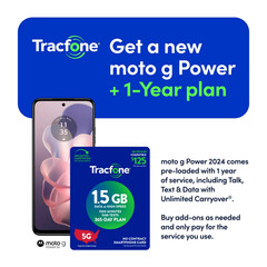 Tracfone Motorola Moto G Power 2024, 5G, 128GB, Black, Includes 1 Year Serv Plan