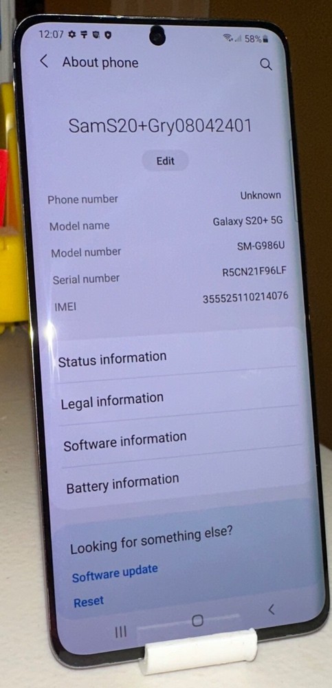 Samsung Galaxy S20+ – Cosmic Gray -128GB (Verizon) – Repaired, Read Description