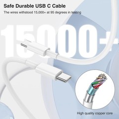 Fast 20W USB-C Charger Block with 6ft Cable for iPhone 17 Pro Max/16 Pro Max
