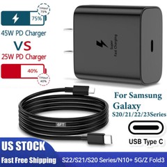 👍 45W USB-C Super Fast Charging Wall Charger & USB-C Type C Cable For Samsung E