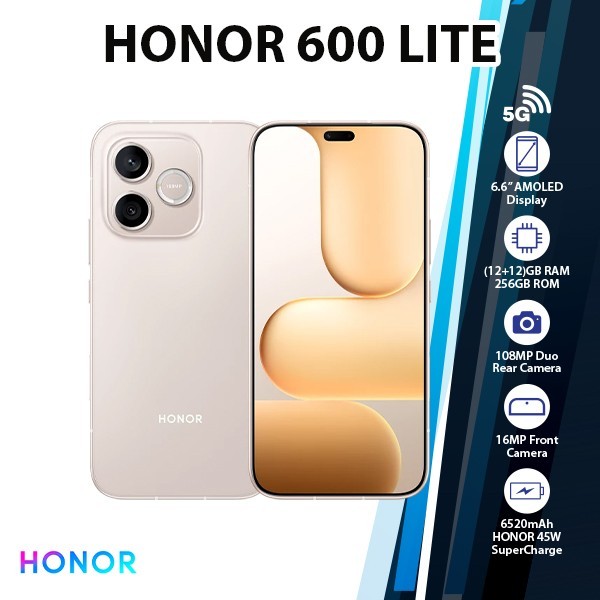 (New) Honor 600 Lite 5G Android Cell Phone (GOLD/12GB+256GB/Dual SIM/Unlocked)
