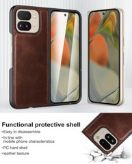Google Pixel 9 Pro Fold PU Leather + Hard Case Ultra Thin Slim Shockproof Brown