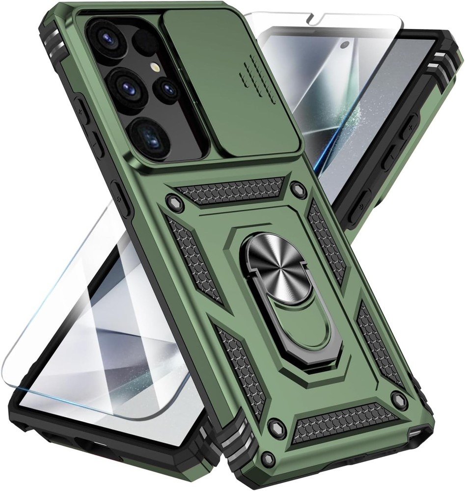Phone Case for Samsung Galaxy S25 Ultra with HD Screen Protector & Kickstand