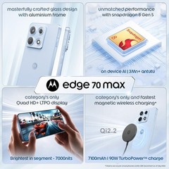 Motorola Edge 70 Max 5G 256GB+12GB RAM |Ice Melt | Global Version Unlocked E-Sim