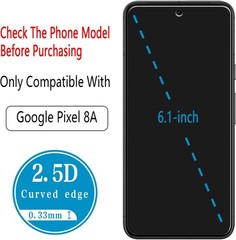 2PCS Screen Protector for Google Pixel 8A 6.1 Inch Tempered Glass Anti Scratch B