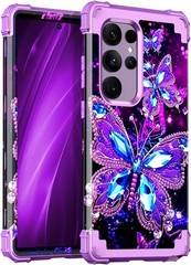 Three Layer Heavy Duty Shockproof Case for Galaxy S24 Ultra 6.8 Inch Dark