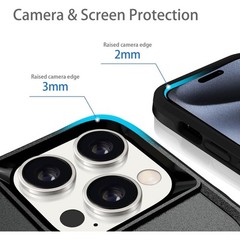 Designed for iPhone 15 Pro Max Case, Heavy Duty Shockproof Dustproof Cover, Blac