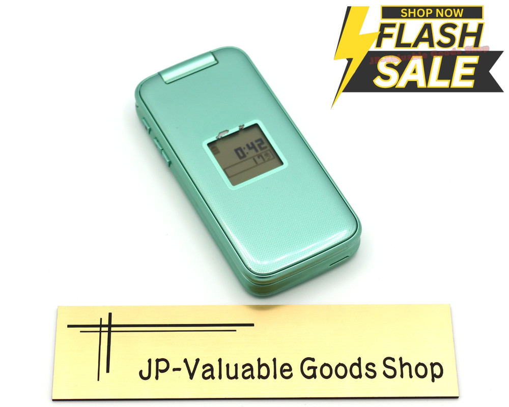 [A] Fujitsu F-02J Mint Green Flip Phone Android Unlocked SIM Free VoLTE Japan
